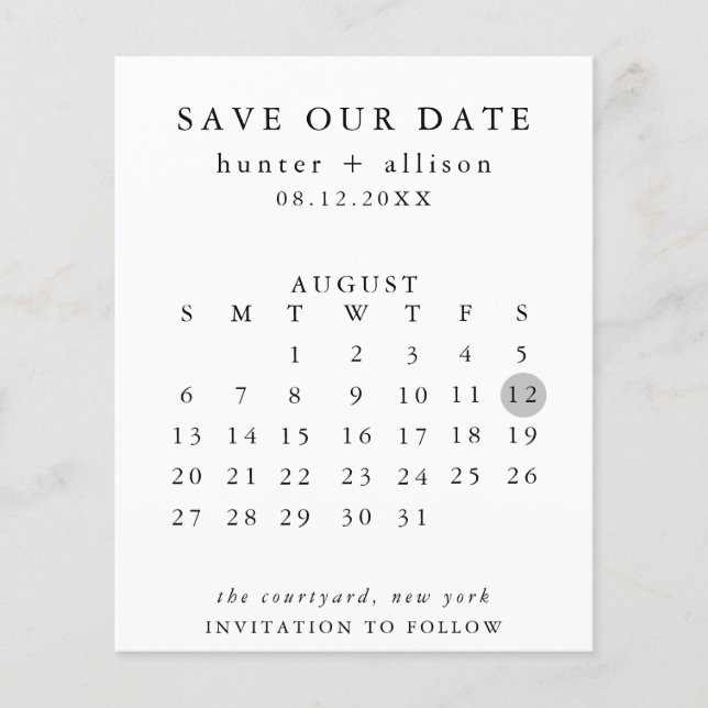 Budget Modern Save the Date Flyer (Front)