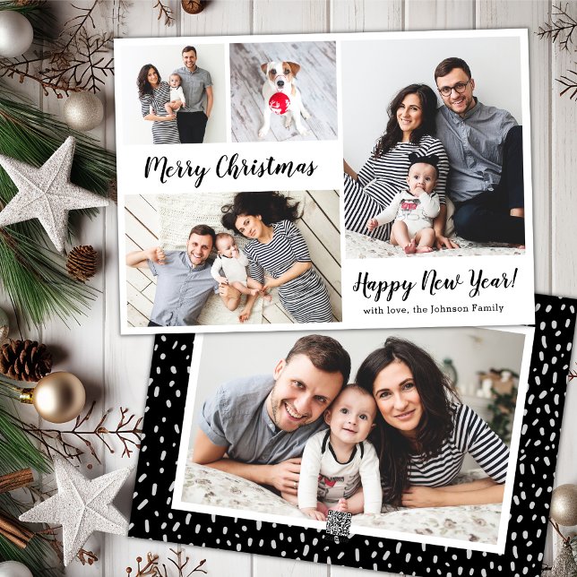 Budget Modern Script 5 Photo Christmas Cards (Creator Uploaded)