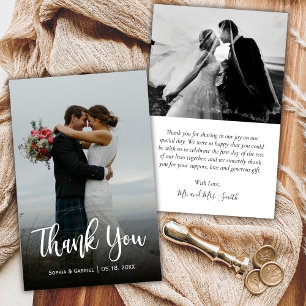 Budget Modern Script Full Photo Wedding Thank You  Flyer