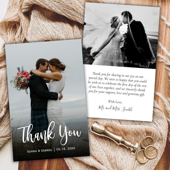 Budget Modern Script Full Photo Wedding Thank You  Flyer (Creator Uploaded)