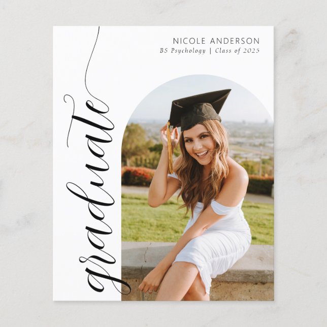 Budget Modern Script Graduate Photo Announcement (Front)
