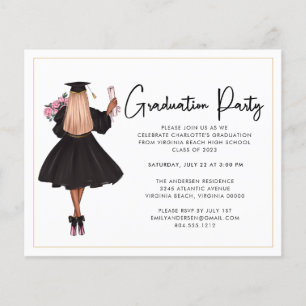 Budget Modern Script Graduation Party Invitation Flyer