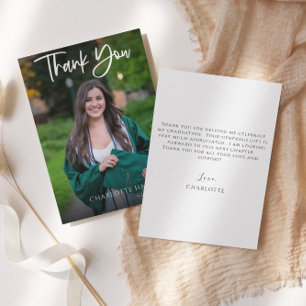 Budget Modern Script Graduation Photo Thank You Card