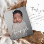 Budget Modern Script Photo Baptism Thank You<br><div class="desc">This budget friendly Modern Script Baby Photo Baptism thank you card features a beautiful full bleed horizontal photo and hand lettered thank you script and minimal editable text. Click the edit button to customise this design.</div>