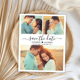 Budget Modern Script Photo Collage Save The Date