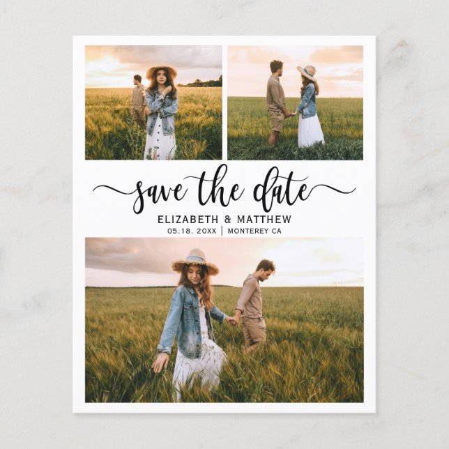 Budget Modern Script Photo Collage Save The Date (Front)
