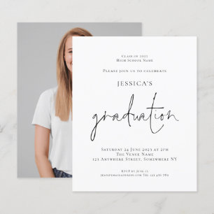 Budget Modern Script Photo Grad 2024 Party Invite
