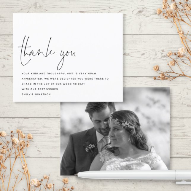 Budget Modern Script Photo Wedding Thank You (Creator Uploaded)
