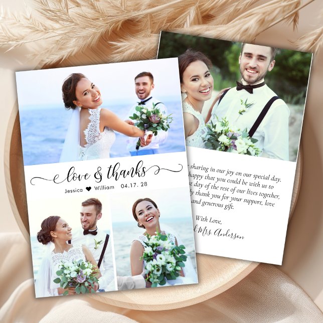 Budget Modern Script Photo Wedding Thank You Card (Creator Uploaded)