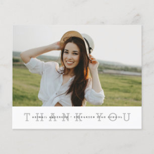 Budget Modern Simple Photo Grad Thank You Postcard