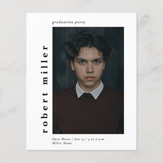 Budget Modern Simple Photo Graduation Invitation (Front)