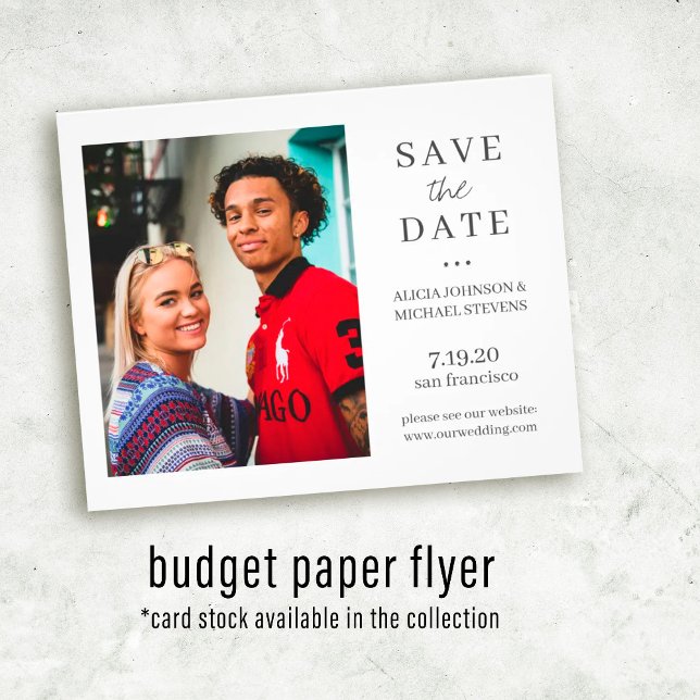 Budget modern simple photo wedding save date flyer (Creator Uploaded)