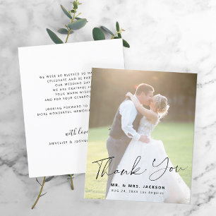 Budget modern simple photo wedding thank you