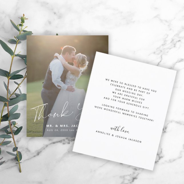 Budget modern simple photo wedding thank you (Creator Uploaded)