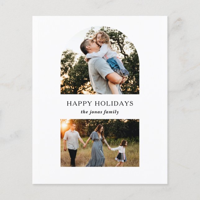 Budget Modern  Split Arch Two Photo Holiday Card (Front)