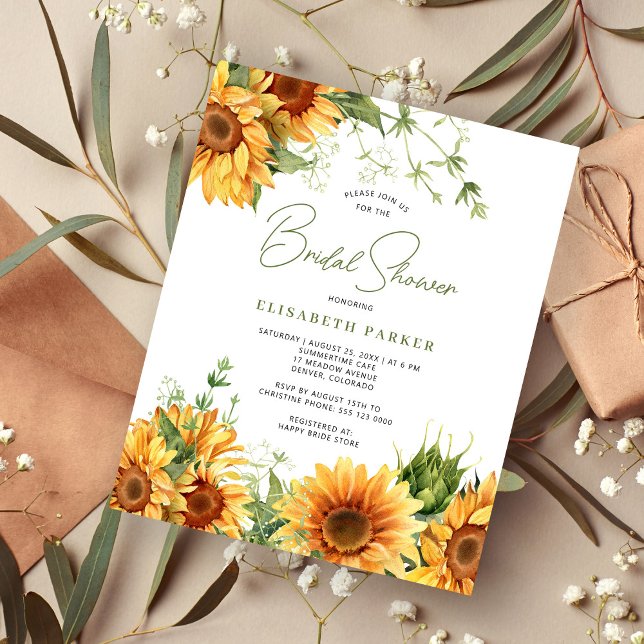 Budget modern sunflower bridal shower invitation (Creator Uploaded)
