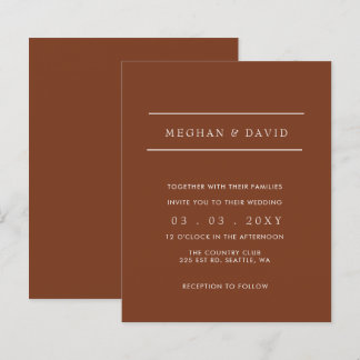 Budget Modern Terracotta Wedding Invitation