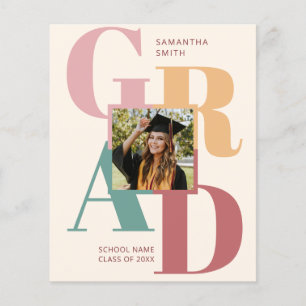 BUDGET Modern Trendy Script Photo Grad Invitation Flyer