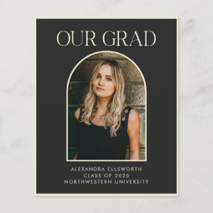 Budget Modern Two Photo Black Arch Graduation Card