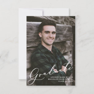 Budget Modern Two Photo Graduation Announcement