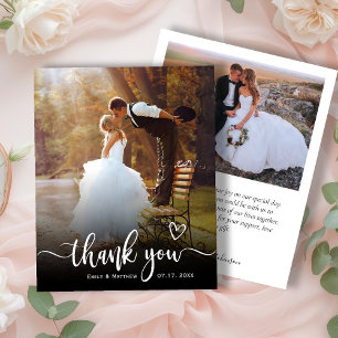 Budget Modern Typography 2 Photo Wedding Thank You