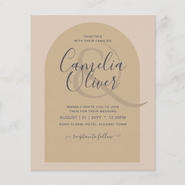 BUDGET Modern Typography Arch Minimalist Wedding Flyer (Front)