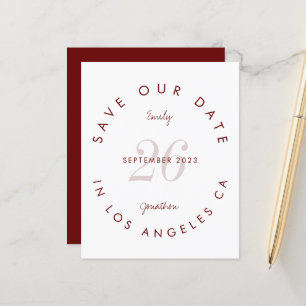 Budget Modern Typography Burgundy Save The Date