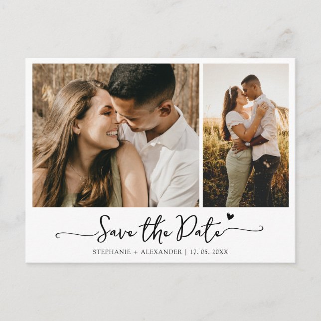 Budget Modern Typography Collage Save the Date   Announcement Postcard (Front)