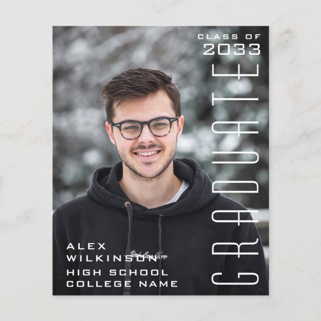 BUDGET Modern Typography Simple GRAD Invitation Flyer (Front)