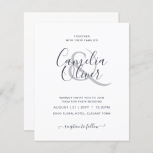 BUDGET Modern Typography Simple Wedding Invitation