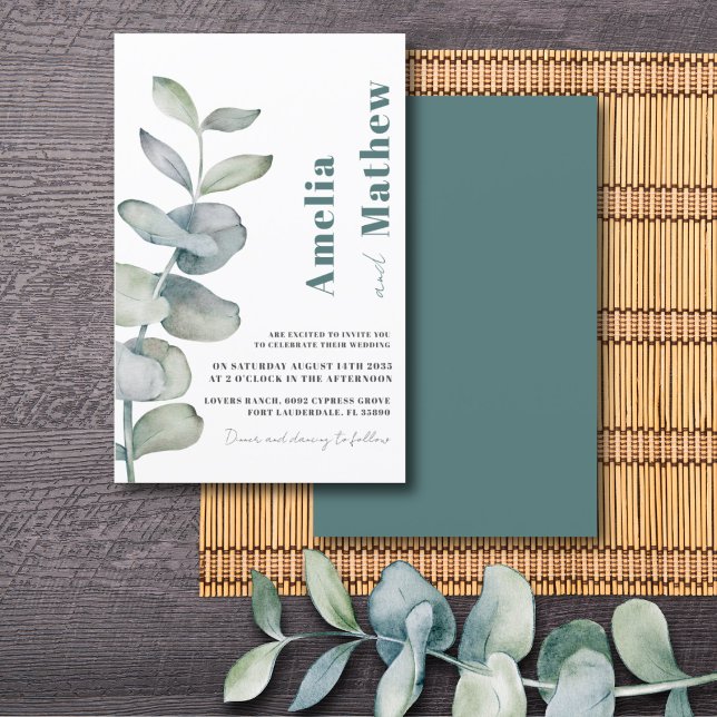 Budget Modern Watercolor Eucalyputus Green Wedding (Creator Uploaded)