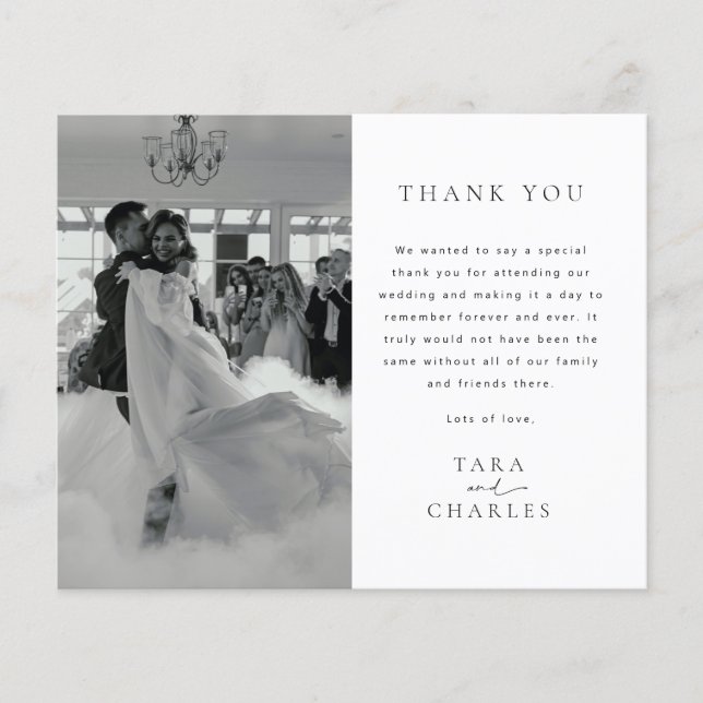 Budget Modern Wedding Photo Thank You Card (Front)