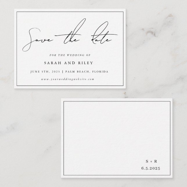 BUDGET Modern Wedding Save The Date Invitation (Front/Back)