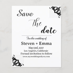 Budget modern Wedding Save the Date invitations Flyer