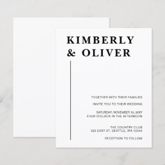 Budget Modern White Wedding Invitations