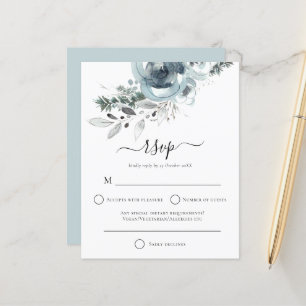 Budget Modern Winter Floral Christmas Wedding RSVP