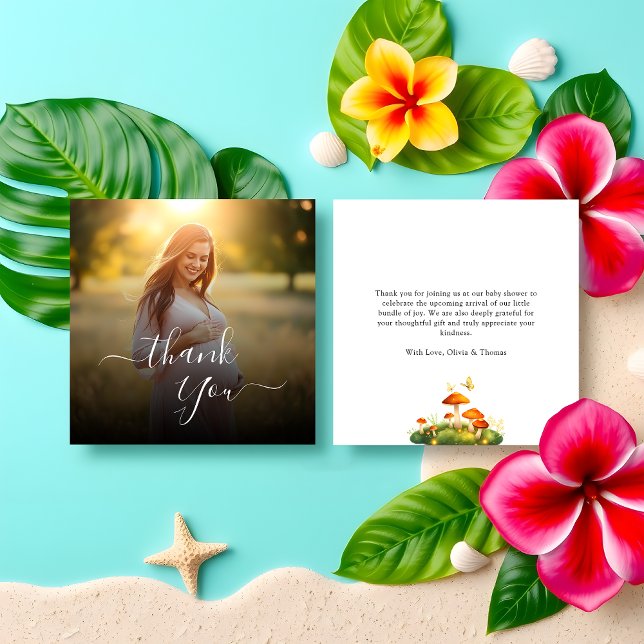 Budget Modern Woodland Baby Shower Thank You Photo Card (Creator Uploaded)