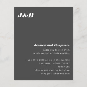 Budget Monogram Black Modern Wedding Invitation