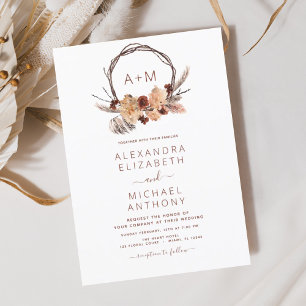 Budget Monogram Boho Pampas Grass Wedding