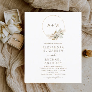 Budget Monogram Boho Tropical Pampas Grass Wedding