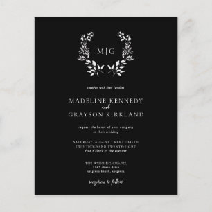 Budget Monogram Floral Wedding Invitation