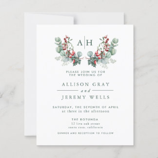 Budget Monogram Floral Wedding Invitation Flyer