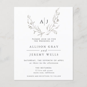 Budget Monogram Floral Wedding Invitation Flyer