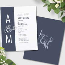 Budget Monogram Modern Simple Wedding Invitation