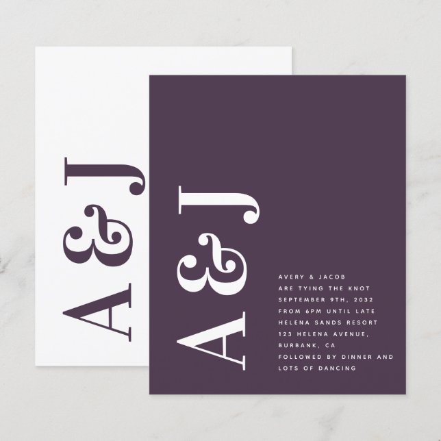 Budget Monogram QR Code Wedding Invitation (Front/Back)