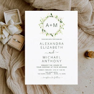 Budget Monogram Sage Emerald Green Floral Wedding