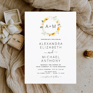 Budget Monogram Sunflower Eucalyptus Wedding Flyer