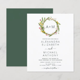 Budget Monogram Wildflowers Emerald Green Wedding