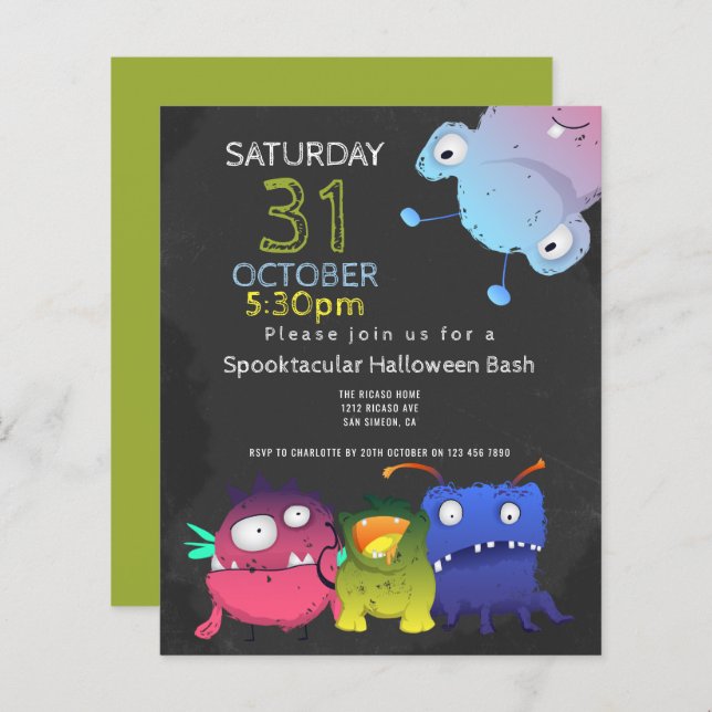 BUDGET Monster Bash Halloween Party Personalised (Front/Back)