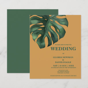 Budget Monstera Tropical Leaf  Wedding Invitation